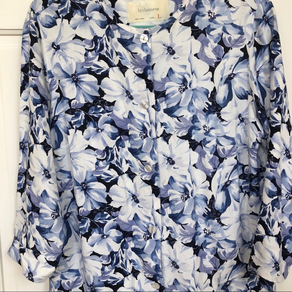 Blue and white classic linen shirt